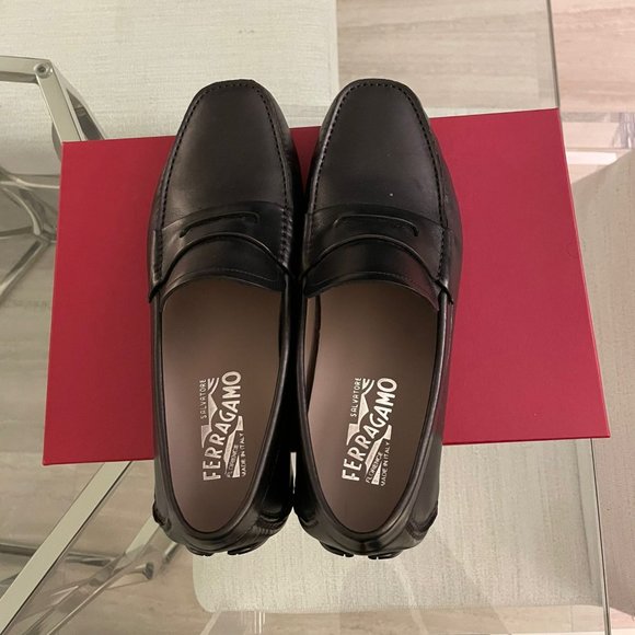Newton Mens Ferragamo Black Loafers Size 8EE - Picture 6 of 7